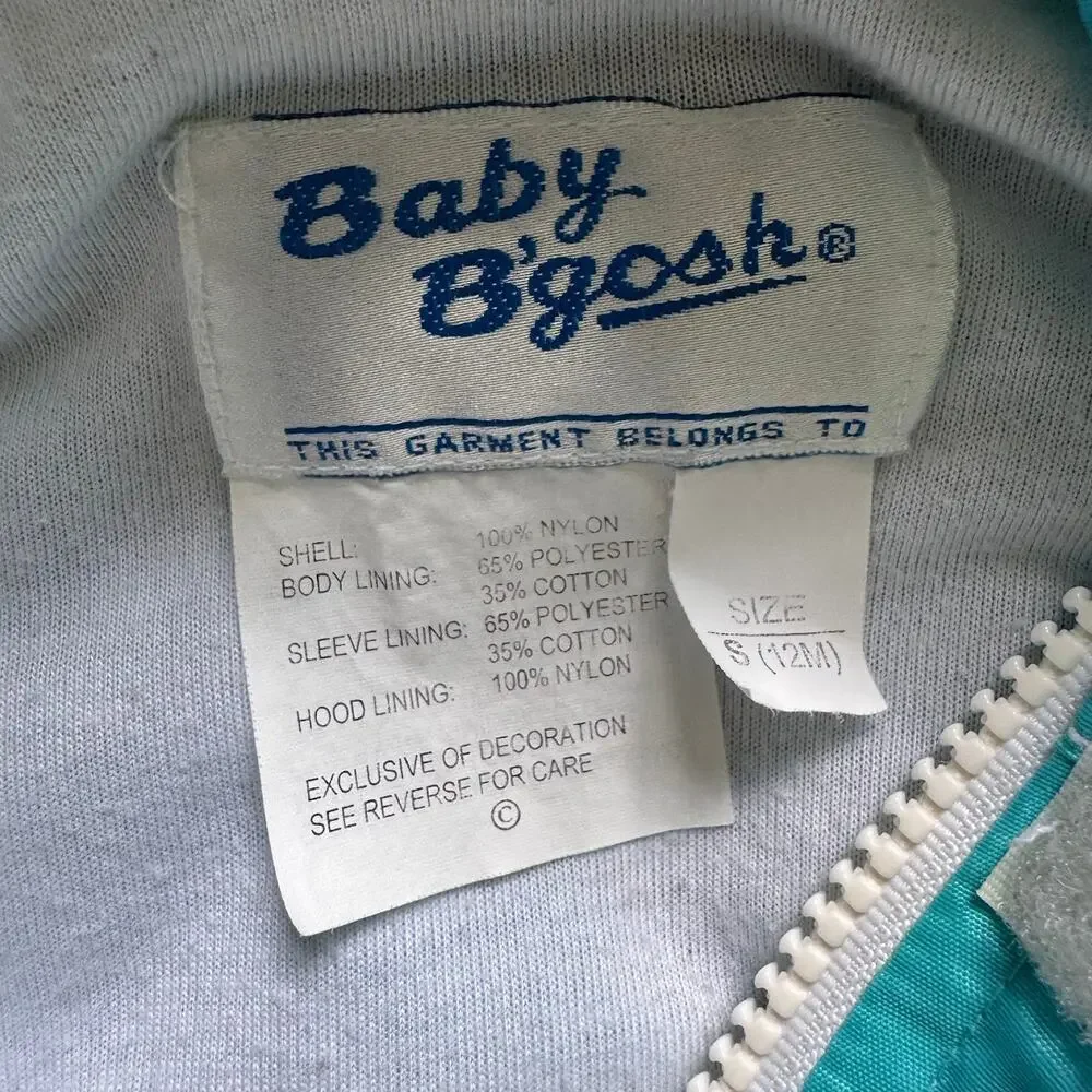 Vintage Baby B'Gosh Blue Ruffle Lightweight Girls Rose Floral Jacket 12 Months